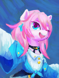 Size: 2910x3860 | Tagged: safe, artist:terrafomer, earth pony, pony, g4, choker, clothes, female, high res, honkai: star rail, march 7th (honkai: star rail), mare, ponified, solo