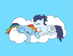 Size: 933x720 | Tagged: safe, artist:dasher666, artist:toddy47586, edit, rainbow dash, soarin', pegasus, pony, g4, female, male, mare, ship:soarindash, shipping, sleeping, stallion, straight