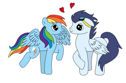 Size: 1094x720 | Tagged: safe, artist:dasher666, artist:primaveraxcx, edit, rainbow dash, soarin', pegasus, pony, g4, female, male, mare, ship:soarindash, shipping, simple background, stallion, straight, white background