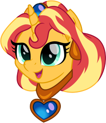 Size: 1384x1600 | Tagged: safe, artist:cloudy glow, part of a set, sunset shimmer, pony, unicorn, g4, disney, disney 100, disney princess, disney princess ponies, female, head, jewelry, princess jasmine, simple background, smiling, solo, transparent background