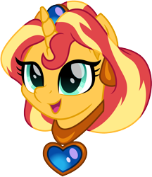 Size: 1384x1600 | Tagged: safe, artist:cloudy glow, part of a set, sunset shimmer, pony, unicorn, g4, cute, disney, disney 100, disney princess, disney princess ponies, female, head, jewelry, princess jasmine, shimmerbetes, simple background, smiling, solo, transparent background