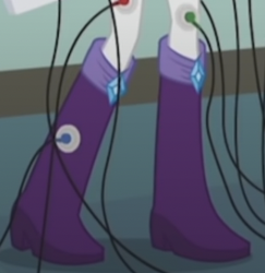 Size: 296x304 | Tagged: safe, screencap, rarity, equestria girls, g4, the science of magic, boots shot, electrode on boots, electrodes, legs, pictures of legs, wires