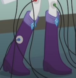 Size: 296x304 | Tagged: safe, screencap, rarity, equestria girls, g4, the science of magic, boots shot, electrode on boots, electrodes, legs, pictures of legs, solo, wires