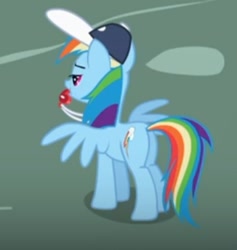 Size: 351x371 | Tagged: safe, screencap, rainbow dash, pegasus, pony, g4, may the best pet win, season 2, blowing whistle, butt, coach rainbow dash, cropped, female, lidded eyes, mare, mouth hold, plot, puffy cheeks, rainblow dash, rainbow dashs coaching whistle, rainbutt dash, solo, spread wings, that pony sure does love whistles, whistle, whistle necklace, wings