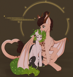 Size: 4248x4482 | Tagged: safe, artist:cherebushek, oc, oc only, dracony, dragon, hybrid, pony, absurd file size, chest fluff, female, horns, male, mare, oc x oc, shipping, stallion, straight