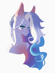 Size: 2652x3487 | Tagged: safe, artist:cherebushek, oc, oc only, pony, bust, chest fluff, ear fluff, female, high res, mare, simple background, solo, white background