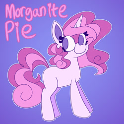 Size: 1640x1640 | Tagged: safe, artist:cosmicriff, oc, oc only, gradient background, magical lesbian spawn, name, offspring, parent:pinkie pie, parent:rarity, parents:raripie, solo