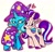 Size: 2048x1949 | Tagged: safe, artist:raystarkitty, starlight glimmer, trixie, pony, unicorn, g4, cape, clothes, duo, duo female, female, hat, heart, horn, hug, lesbian, looking at each other, looking at someone, marker drawing, ship:startrix, shipping, smiling, stars, traditional art, trixie's cape, trixie's hat