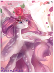Size: 3050x4153 | Tagged: safe, artist:sweetlynight, oc, oc only, oc:rose, pegasus, pony, female, floral head wreath, flower, mare, rose, solo