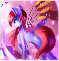 Size: 975x1014 | Tagged: safe, artist:sweetlynight, oc, oc only, oc:diamond swift, pegasus, pony, amputee, artificial wings, augmented, chest fluff, female, mare, prosthetic limb, prosthetic wing, prosthetics, solo, wings