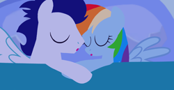 Size: 1980x1020 | Tagged: safe, artist:mlplary6, rainbow dash, soarin', pegasus, pony, g4, bed, cute, dashabetes, female, husband and wife, male, mare, ship:soarindash, shipping, sleeping, soarinbetes, stallion, straight