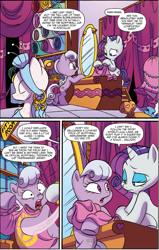 Size: 1597x2504 | Tagged: safe, artist:jay fosgitt, idw, lilac links, rarity, earth pony, pony, unicorn, friends forever #24, g4, my little pony: friends forever, spoiler:comic, background pony, boffyball, female, mannequin, mare