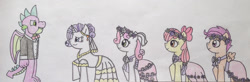 Size: 1280x418 | Tagged: safe, artist:dragonpriness, apple bloom, rarity, scootaloo, spike, sweetie belle, dragon, earth pony, pegasus, pony, unicorn, g4, bride, clothes, cutie mark crusaders, dress, female, flower filly, flower girl, flower girl dress, groom, male, mare, marriage, older, older apple bloom, older cmc, older scootaloo, older spike, older sweetie belle, ship:sparity, shipping, smiling, straight, suit, tuxedo, wedding, wedding dress, wedding veil, winged spike, wings