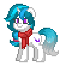 Size: 220x220 | Tagged: safe, oc, oc only, oc:frost rhythm, pony, unicorn, pony town, clothes, female, mare, scarf, simple background, solo, transparent background