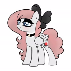 Size: 2048x2048 | Tagged: safe, artist:flutterio1, oc, oc only, oc:ebony rosebud, pegasus, pony, bow, choker, female, hair bow, high res, mare, pegasus oc, simple background, solo, white background, wings