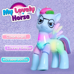 Size: 900x903 | Tagged: safe, alicorn, pony, aliexpress, annoyed, ball jointed doll, bootleg, done with your shit, father ted, glasses, lavender background, my lovely horse, solo, text, toy