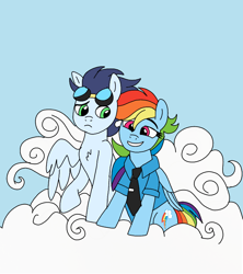 Size: 720x811 | Tagged: safe, artist:dasher666, artist:dufflebags, edit, rainbow dash, soarin', pegasus, pony, g4, female, male, mare, ship:soarindash, shipping, stallion, straight