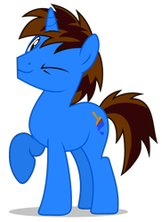 Size: 2861x3930 | Tagged: safe, artist:creedyboy124, oc, oc only, oc:andrew, pony, unicorn, g4, high res, looking at you, one eye closed, simple background, smiling, solo, transparent background, vector, wink, winking at you