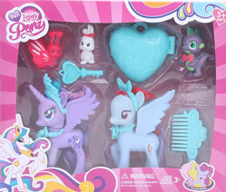 Size: 588x498 | Tagged: dead source, safe, artist:datnaro, fluttershy, pinkie pie, princess celestia, princess luna, rainbow dash, spike, alicorn, butterfly, dragon, earth pony, pegasus, pony, rabbit, g4, ages 3+, animal, bootleg, bowtie, choking hazard, closed mouth, comb, duo, female, free hugs, fun lovely horse, hairband, hug, jewelry, mare, necklace, one eye closed, open mouth, photo, smiling, stock vector, stolen art, stolen fanart, tiara, toy
