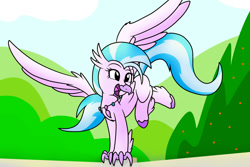 Size: 900x600 | Tagged: safe, artist:dazed-and-wandering, silverstream, classical hippogriff, hippogriff, g4, cute, diastreamies, digital art, female, happy, jewelry, necklace, open mouth, open smile, smiling, solo