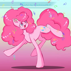 Size: 828x828 | Tagged: safe, artist:666nightdark, pinkie pie, earth pony, pony, g4, female, gradient background, solo