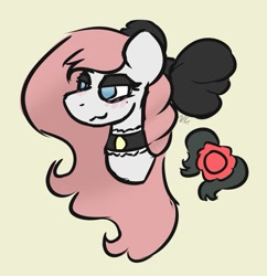 Size: 745x771 | Tagged: safe, artist:voraciouscutie, oc, oc only, oc:ebony rosebud, pegasus, pony, bow, bust, choker, cutie mark, hair bow, pegasus oc, portrait, solo