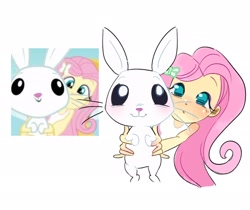 Size: 2048x1724 | Tagged: safe, artist:xxk1ttyl1tterxx, screencap, angel bunny, fluttershy, human, rabbit, equestria girls, g4, animal, bust, looking at you, screencap reference, simple background, solo, white background
