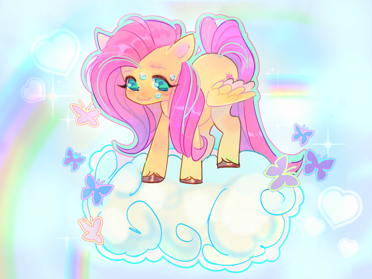 Safe Artist Fluttr Fluttershy Butterfly Pegasus Pony