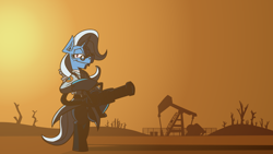 Size: 3840x2160 | Tagged: safe, artist:cowsrtasty, trixie, pony, g4, bipedal, commission, desert, glasses, high res, lidded eyes, looking at you, medic, medic (tf2), misleading thumbnail, oil pump, smiling, solo, team fortress 2