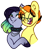 Size: 2072x2392 | Tagged: safe, artist:mitexcel, oc, oc only, oc:cora magics, oc:merille artienda, bat pony, pony, unicorn, choker, duo, fangs, female, glasses, high res, long mane, nonbinary, orange mane, purple coat, queer, queerplatonic, short mane, sidecut, simple background, transparent background, yellow coat