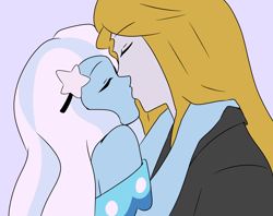 Size: 2000x1583 | Tagged: safe, artist:qsky, prince blueblood, trixie, equestria girls, g4, duo, duo male and female, equestria girls-ified, female, kissing, male, ship:bluetrix, shipping, straight