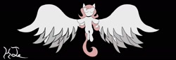 Size: 1640x555 | Tagged: safe, artist:katietheluna, oc, oc only, oc:ebony rosebud, pegasus, pony, black background, choker, female, pegasus oc, simple, simple background, solo, spread wings, wings