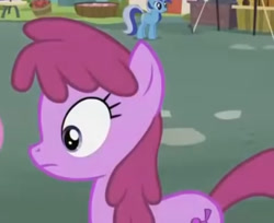 Size: 660x538 | Tagged: safe, screencap, berry punch, berryshine, minuette, earth pony, pony, g4, ponyville confidential, season 2, animation error, cropped, female, mare, shrunken pupils, solo focus, wrong eye color