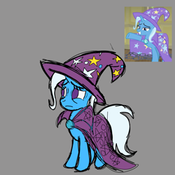 Size: 4096x4096 | Tagged: safe, artist:briggsssssss, trixie, pony, unicorn, g4, brooch, cape, clothes, female, gray background, hat, jewelry, mare, simple background, solo, trixie's cape, trixie's hat