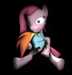 Size: 1200x1248 | Tagged: safe, pinkie pie, rainbow dash, earth pony, pegasus, pony, g4, 3d, dead, decapitated, eyes closed, female, grin, head, mare, open mouth, pinkamena diane pie, severed head, smiling, tongue out