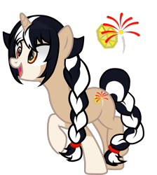 Size: 2508x2800 | Tagged: safe, artist:naoto yazarän, oc, oc only, oc:jahy yazarän, pony, unicorn, braid, braided tail, cutie mark, high res, horn, parent:crystal yazarän, parent:milly sweet, reference sheet, ribbon, simple background, solo, tail, transparent background