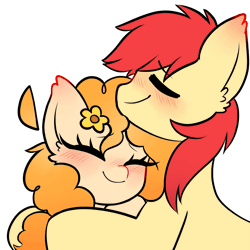 Size: 1299x1298 | Tagged: safe, artist:arwencuack, bright mac, pear butter, earth pony, pony, g4, animated, blushing, duo, eyes closed, female, gif, love, male, ship:brightbutter, shipping, simple background, straight, white background