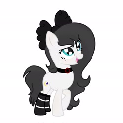 Size: 2048x2048 | Tagged: safe, artist:flutterio1, oc, oc only, oc:ivory nightlight, earth pony, pony, bow, choker, clothes, female, hair bow, high res, lace, original character do not steal, simple background, socks, solo, white background