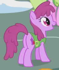 Size: 192x226 | Tagged: safe, screencap, berry punch, berryshine, earth pony, pony, g4, season 1, winter wrap up, berrybetes, butt, cropped, cute, female, mare, open mouth, plant team, plot, smiling, solo focus, standing, winter wrap up vest
