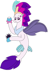 Size: 2080x3075 | Tagged: safe, artist:supahdonarudo, queen novo, seapony (g4), starfish, series:novoember, g4, my little pony: the movie, angry, female, frown, high res, holding, queen novo is not amused, sea urchin, simple background, transparent background, unamused
