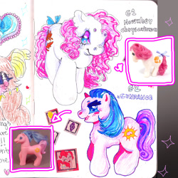 Size: 1280x1280 | Tagged: safe, artist:larvaecandy, november chrysanthemum, sundance (g2), earth pony, pony, g1, g2, birthflower ponies, duo, traditional art