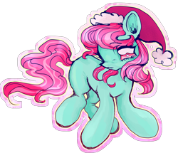 Size: 1280x1102 | Tagged: safe, artist:larvaecandy, minty, earth pony, pony, g3, christmas, hat, holiday, santa hat, simple background, solo, transparent background