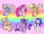 Size: 2048x1536 | Tagged: safe, artist:larvaecandy, applejack, fluttershy, pinkie pie, rainbow dash, rarity, twilight sparkle, alicorn, earth pony, pegasus, pony, unicorn, g4, gradient background, leonine tail, mane six, rainbow background, septet, tail, twilight sparkle (alicorn)