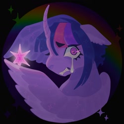 Size: 1440x1440 | Tagged: safe, artist:ariariari.png, twilight sparkle, alicorn, pony, g4, crying, female, lineless, mare, solo, twilight sparkle (alicorn)