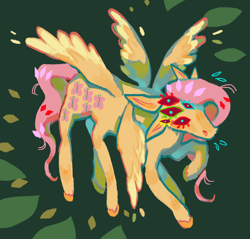Size: 2048x1959 | Tagged: safe, artist:poniesart, fluttershy, pony, g4, four wings, fusion, fusion:fluttershy, fusion:spooky fluttershy, multiple eyes, multiple wings, six legs, six-legged pony, solo, too many eyes, wings
