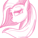 Size: 128x128 | Tagged: dead source, safe, artist:flirtershy, fluttershy, pegasus, pony, g4, avatar, bedroom eyes, bust, looking at you, monochrome, simple background, solo, white background