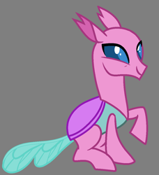 Size: 890x976 | Tagged: safe, artist:firework, artist:star polaris and friends, derpibooru exclusive, axilla, changedling, changeling, g4, base used, female, gray background, older, older axilla, simple background, sitting, solo