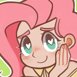 Size: 4724x4724 | Tagged: safe, artist:meowmeows, fluttershy, human, g4, blushing, cute, female, heart, heart eyes, humanized, shyabetes, solo, wingding eyes