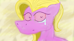 Size: 1100x610 | Tagged: safe, oc, oc:flupper, pegasus, pony, bloodshot eyes, female, solo, stare, teary eyes, tired