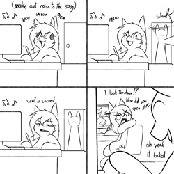 Size: 2000x2000 | Tagged: safe, artist:rice, oc, oc only, pony, comic, high res, meow, whiskers